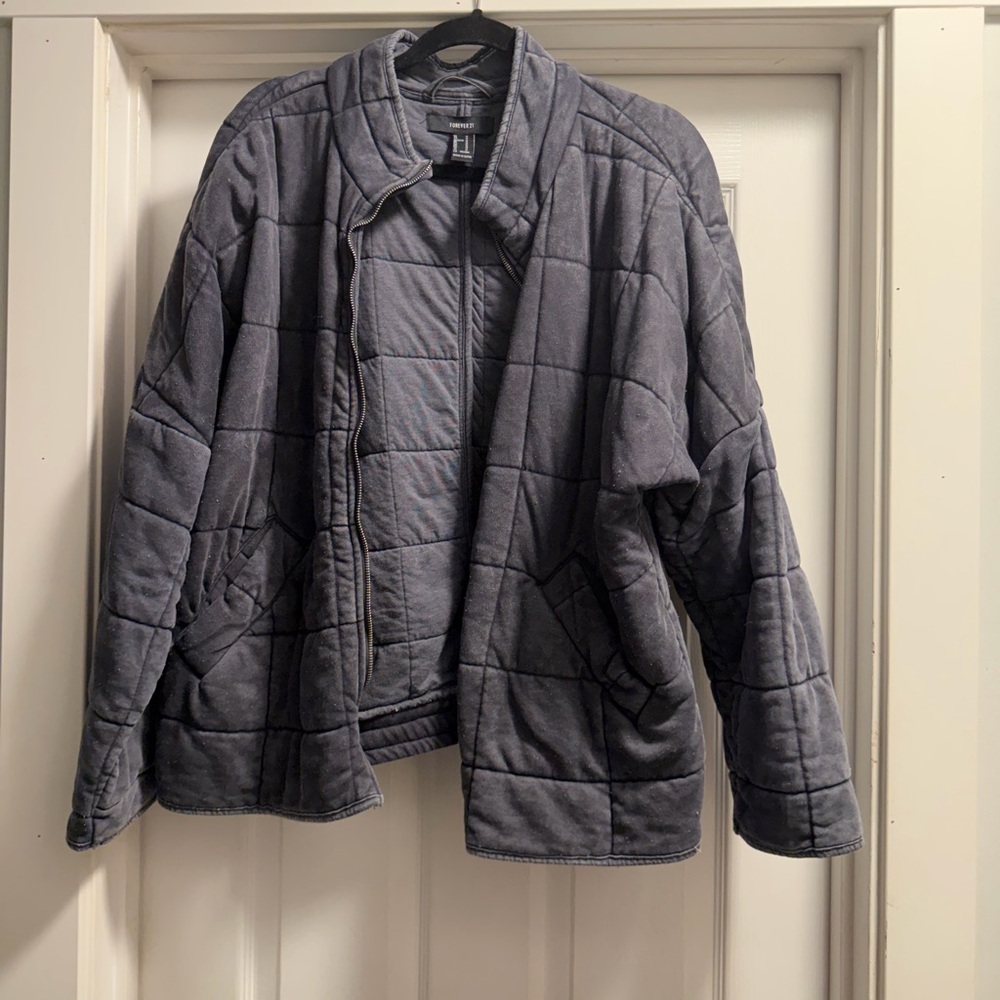 Forever 21 Women's Gray Quilted Puffer Jacket
